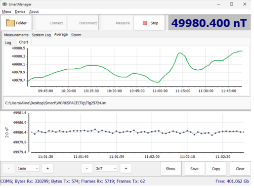 SmartManager software for remote operations with GEODEVICE magnetometers